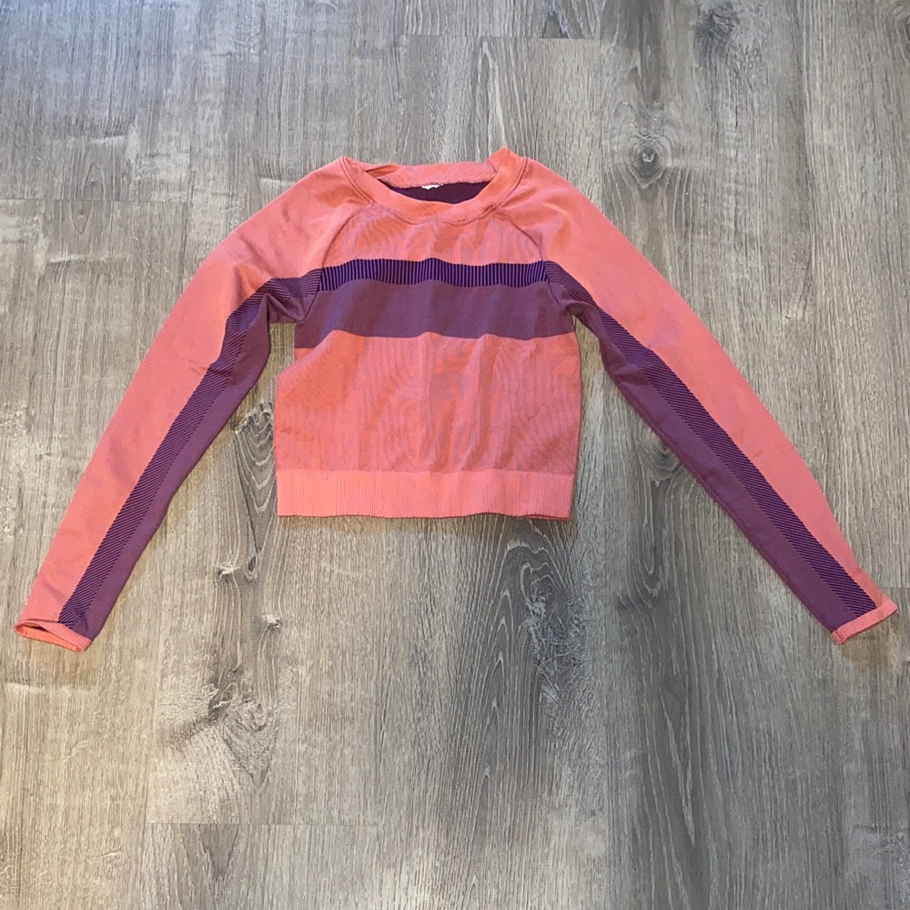 Fabletics Orange and Purple Long Sleeve Top